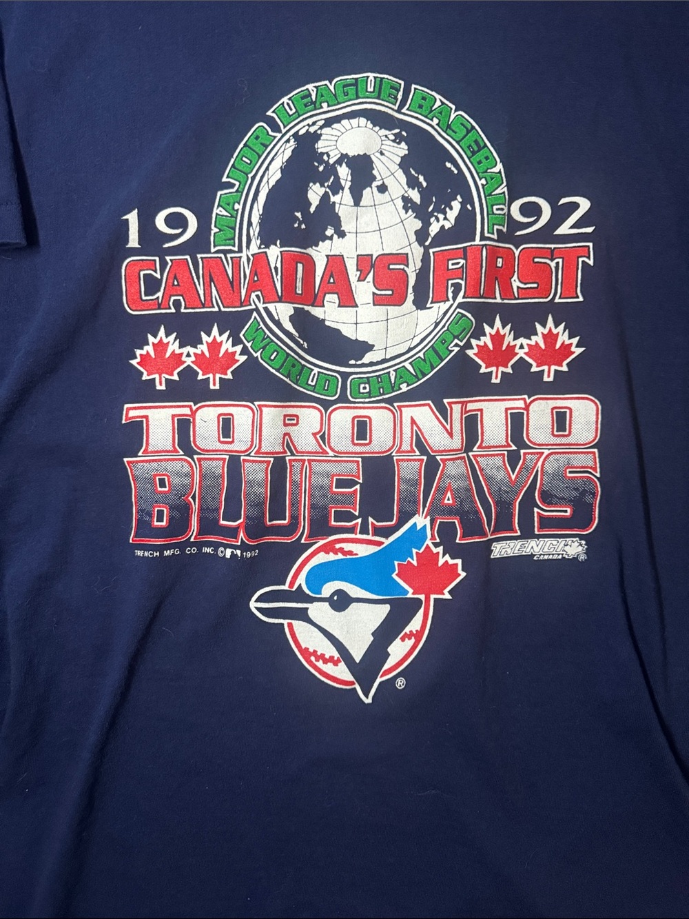 Vintage Toronto Blue Jays 1992 Canada's First World Game - Navy single stitched - Picture 3 of 8